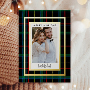 Classic Red + Green Kariert 1 Foto Real Folien Feiertagspostkarte