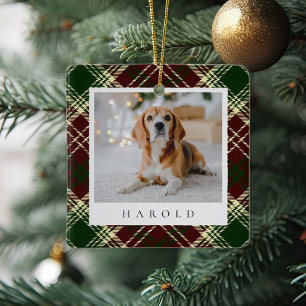 Classic Red Green Kariert Personalisiert Pet Dog F Keramikornament
