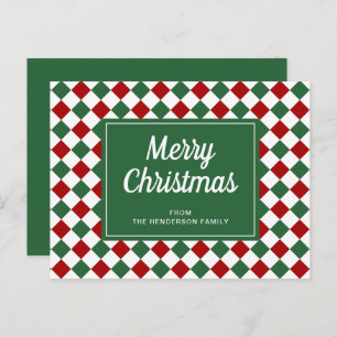 Classic Red Green Karos Muster Weihnachten Postkarte