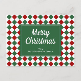 Classic Red Green Karos Muster Weihnachten Postkarte