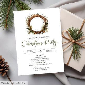 Classic Red Green Minimalist Elegant Xmas Party   Einladung