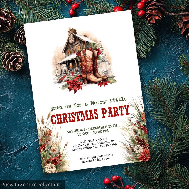 Classic red green ranch Christmas party invite Einladung (Classic red green ranch Christmas party invite

)