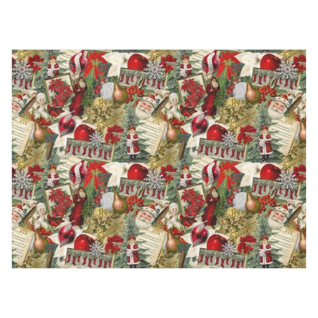 Classic Red & Green Viktorianisch Christmas Tischdecke (Vorderseite (Horizontal))