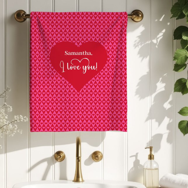 Classic Red Hearts Love Gift Valentine Bath Towel Badhandtuch Set (Classic Red Hearts Love Gift Valentine Bath Towel)