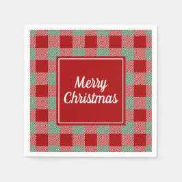 Classic Red Kariert Frohe Weihnachten Serviette