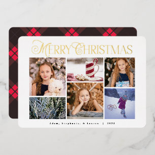 Classic Red Kariert Happy Holiday Foil Card Folien Feiertagskarte