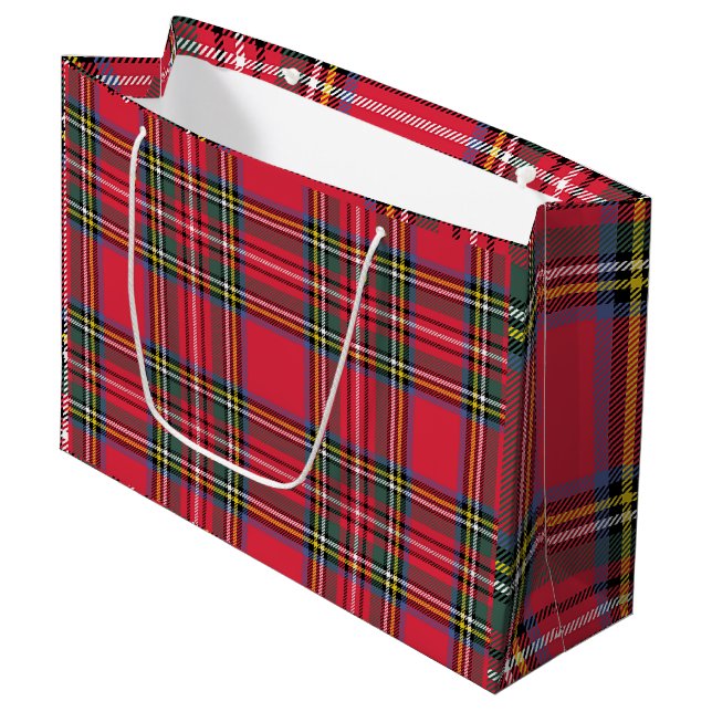 Classic Red Kariert Large Gift Bag Große Geschenktüte (Vorderseite Schrägansicht)