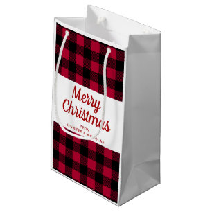 Classic Red Kariert Pattern Frohe Weihnachten Kleine Geschenktüte