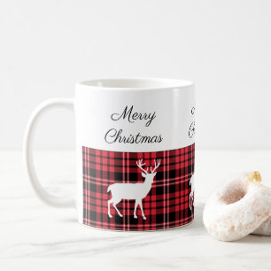 Classic Red Kariert Stag Frohe Weihnachten Kaffeetasse