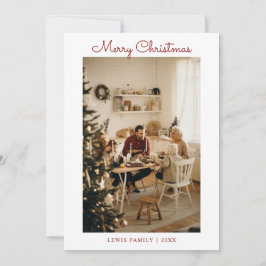 Classic Red Merry Christmas Family 5 Fotokarte Feiertagskarte