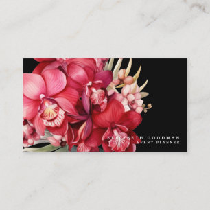Classic Red Orchids Black Business Cards Visitenkarte