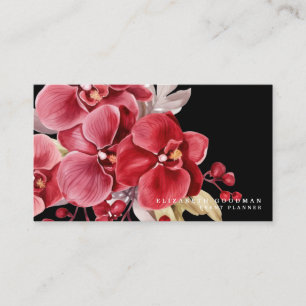 Classic Red Orchids Black Business Cards Visitenkarte