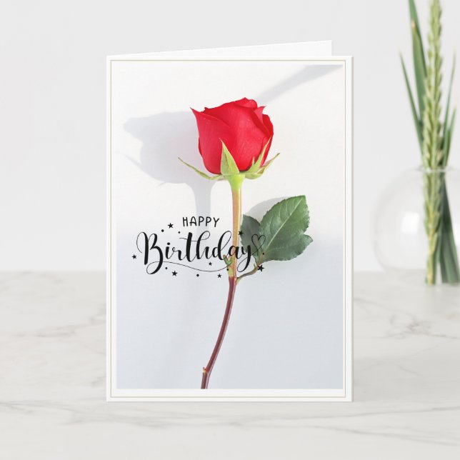 Classic Red Rose Birthday folded Greeting Card Karte (Vorderseite)