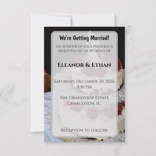 Classic Red Rose Wedding Cake Topper Elegant  Einladung (Vorderseite)