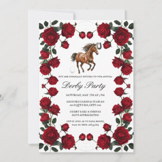 Classic Red Rose Wreath Kentucky Derby Invitation  Einladung