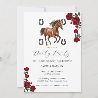 Classic Red Rose Wreath Kentucky Derby Invitation  Einladung