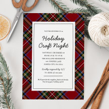 Classic Red Tartan Holiday Craft Night Party