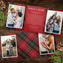 Classic Red Tartan Multi-Foto Folded Holiday Card