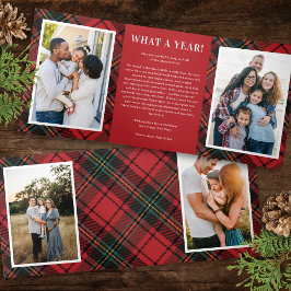 Classic Red Tartan Multi-Foto Folded Holiday Card Dreifach Gefaltete Einladung