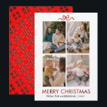 Classic Red Tartan Plaid Multi Photo Christmas Feiertagskarte<br><div class="desc">Bring a touch of tradition to your holiday season with this festive red tartan plaid backed Christmas card. The four-photo grid on the front allows you to share multiple memories with friends and loved ones.</div>
