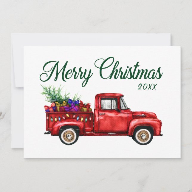 Classic Red Truck Tree Geschenke Frohe Weihnachten (Vorderseite)