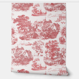 Classic Red Vintag French Chateau Toile Tapete