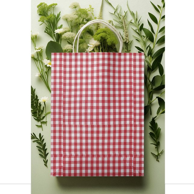 Classic Red & White Buffalo Check Gingham Pattern  Kleine Geschenktüte (Von Creator hochgeladen)