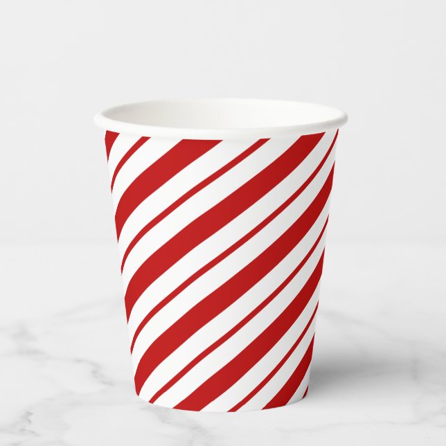 Classic Red & White Candy Cane Weihnachten Pappbecher (Vorderseite)