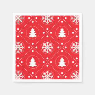 Classic Red White Christmas Pattern Serviette