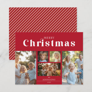 Classic Red & White Family Weihnachtsfoto Collage Feiertagskarte