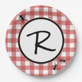 Classic Red White Gingham Ants GRILLEN Picnic Part Pappteller