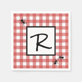 Classic Red White Gingham Ants GRILLEN Picnic Serviette