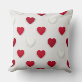Classic Red & White Heart Pattern Cotton Kissen