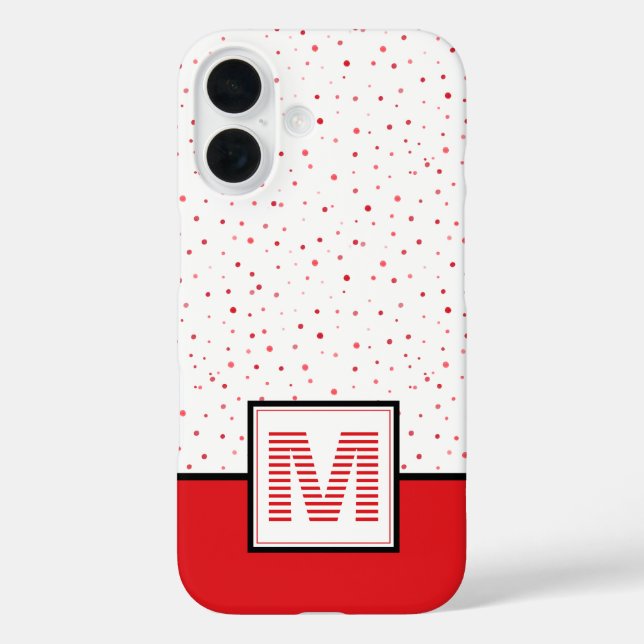 Classic Red+White Striped Monogram Wasserfarbe Pun Case-Mate iPhone Hülle (Rückseite)