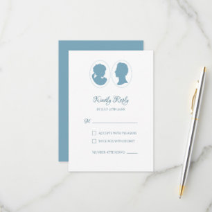 Classic Regency Blue Cameo Wedding RSVP Karte