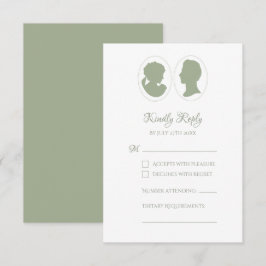 Classic Regency Green Cameo Response Card RSVP Karte