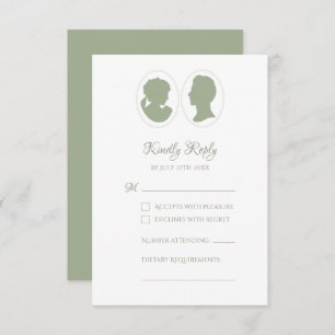 Classic Regency Green Cameo Response Card RSVP Karte