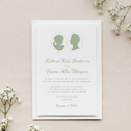 Classic Regency Green Cameo Wedding Einladung