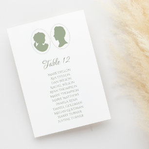 Classic Regency Green Cameo Wedding Tischnummer