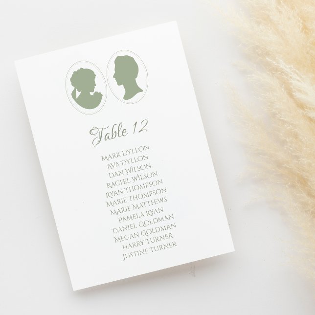Classic Regency Green Cameo Wedding Tischnummer (Von Creator hochgeladen)