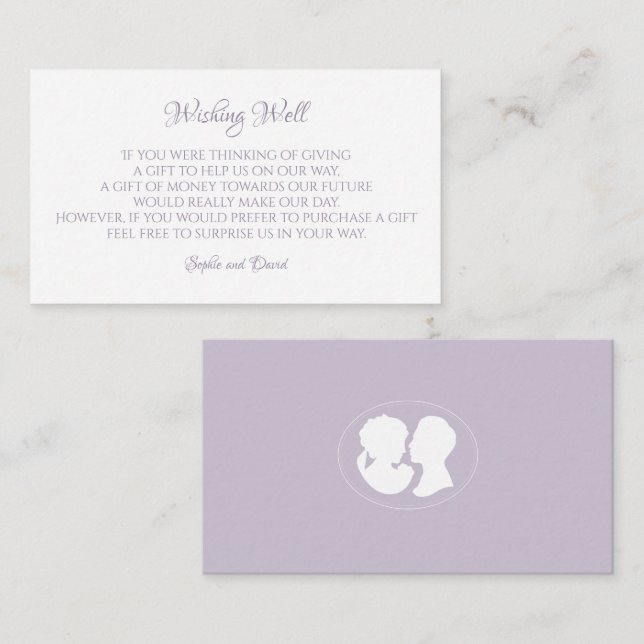 Classic Regency Lila Cameo wünscht gute Hochzeit Begleitkarte (Vorne/Hinten)