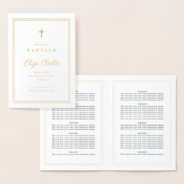 Classic Religious Baptism Program Gold Foil Folienkarte