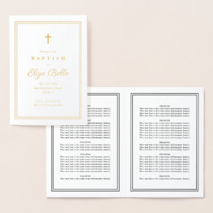 Classic Religious Baptism Program Gold Foil Folienkarte