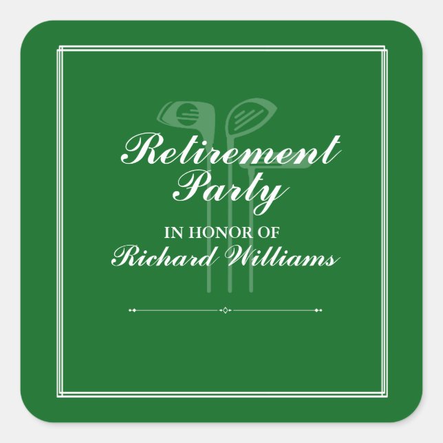 Classic Retirement Golf Thema Grün Quadratischer Aufkleber (Vorderseite)
