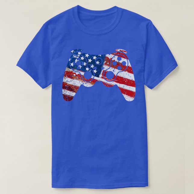 Classic Retro American Flag Video Game 4. Juli T-Shirt (Design vorne)