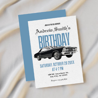 Classic Retro Auto Geburtstag Einladung