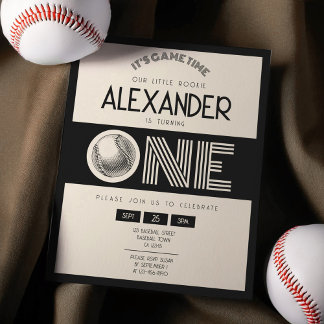 Classic Retro Black Baseball Budget 1. Geburtstag