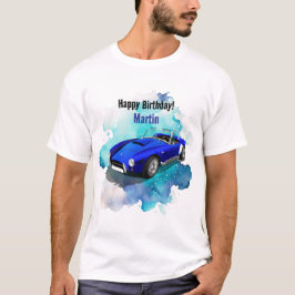 Classic Retro Blue Sports Car Geburtstagsabenteuer T-Shirt