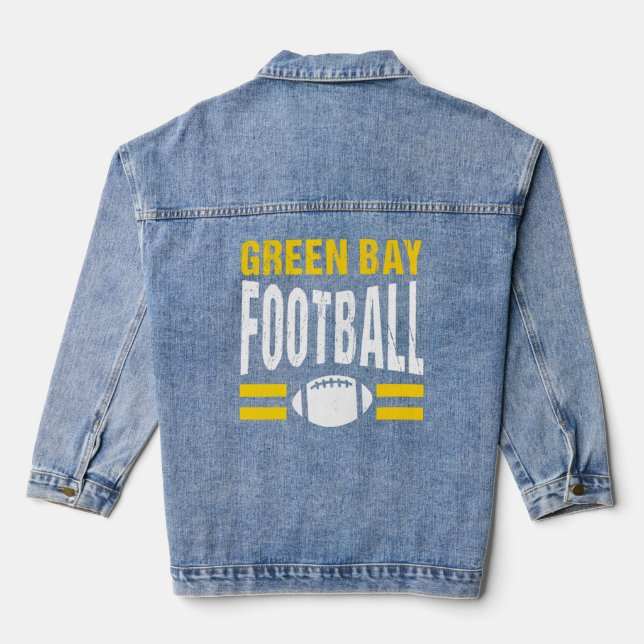 Classic Retro Green Bay Football Wisconsin Green B Jeansjacke (Rückseite)