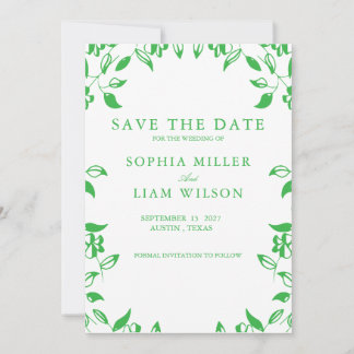 Classic Retro Minimalist Green WEEDING Invite  Einladung